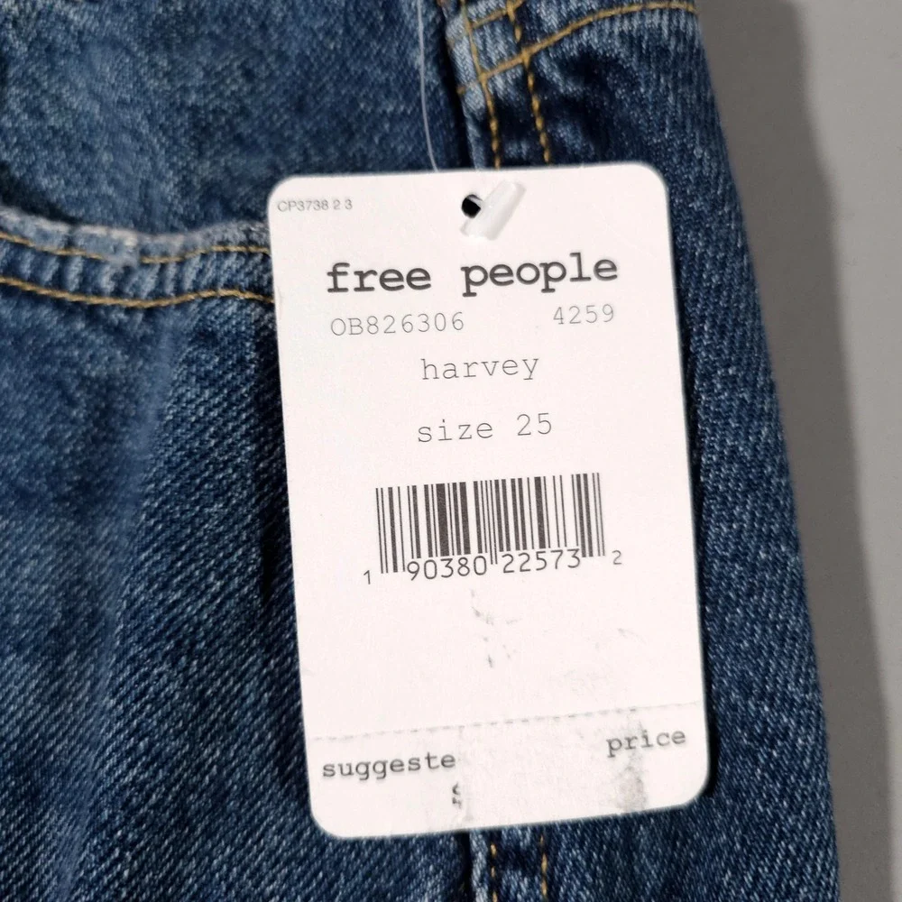 Free People Harvey Denim Mini Skirt Womens 25 Blue Distressed Button Fly New‎